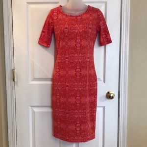 LulaRoe Dress XS, Orange Pink White, short sleeve, Professional, Easter, EUC